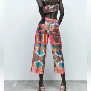 *HOST PICK* Zara Print Culottes Wide Leg Ankle Cropped Multicolor‎ Pants